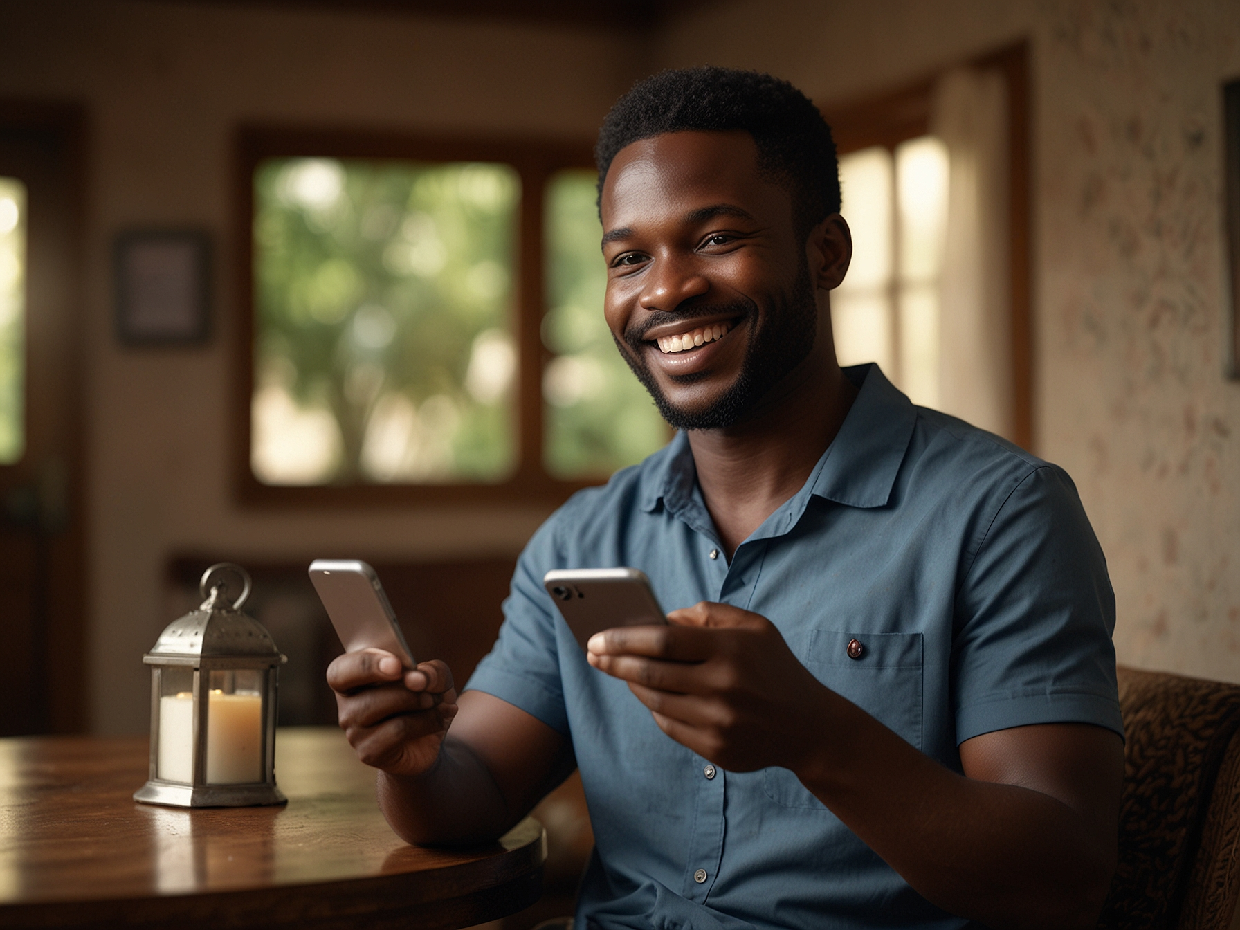 Happy player using mobile betting app